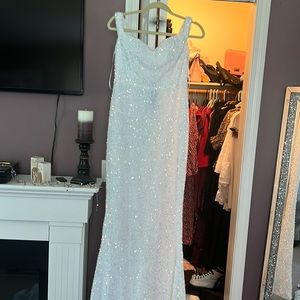 White sparkly maxi dress